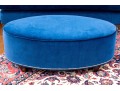 Quality Oval Blue Velvet Upholstered Oval Ottoman