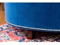 Quality Oval Blue Velvet Upholstered Oval Ottoman