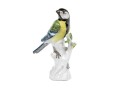 German, Meissen Hand-Painted Porcelain Perched Blue Titmouse Bird