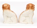 Pair Of English Staffordshire Ceramic Dogs With Inlaid Glass Eyes