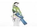 German, Meissen Hand-Painted Porcelain Perched Blue Titmouse Bird