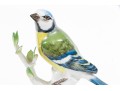 German Meissen Hand-painted Porcelain Perched Blue Titmouse Bird