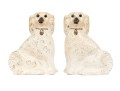 Pair Of English, Staffordshire Painted Pottery Spaniels