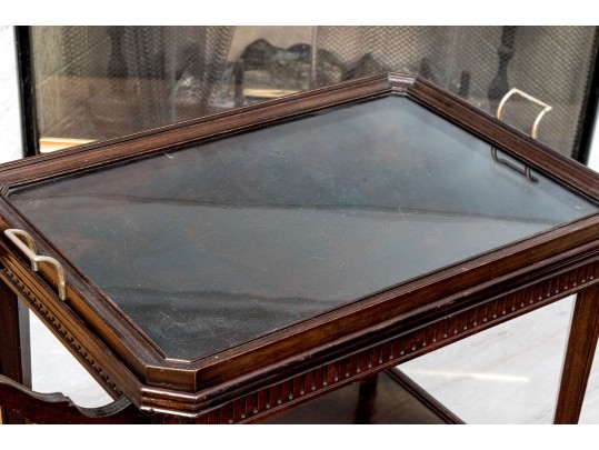 Quality Bar Cart With Removable Glass Serving Tray Top