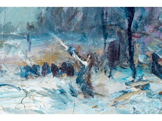 Noah G. Nandor Signed Oil On Canvas, Winter Scene, 1938