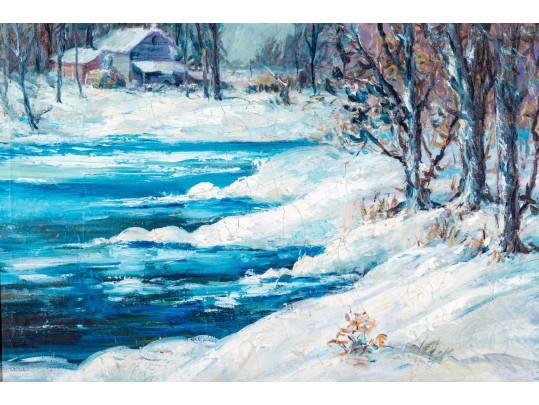 Noah G. Nandor Signed Oil On Canvas, Winter Scene, 1938