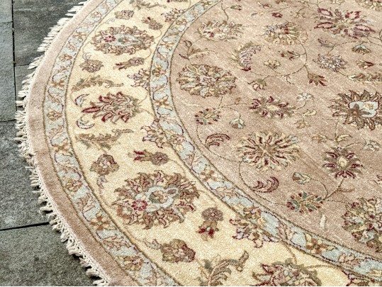 Hand-Knotted Wool Circular Carpet, 8'-1
