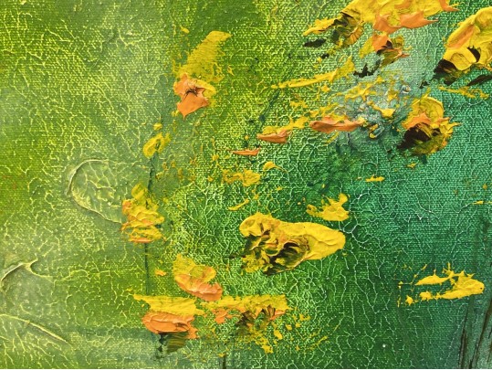 Signed Blanding Large Acrylic On Canvas, Abstract Yellow Flowers