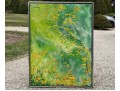 Signed Blanding Large Acrylic On Canvas, Abstract Yellow Flowers