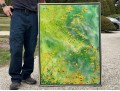 Signed Blanding Large Acrylic On Canvas, Abstract Yellow Flowers