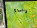 Signed Blanding Large Acrylic On Canvas, Abstract Yellow Flowers