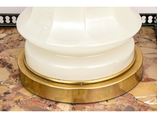 Pair Of Warren Kessler Milk Glass Table Lamps