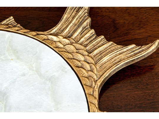 Shell Craft Capiz And Brass Fish Serving Plate