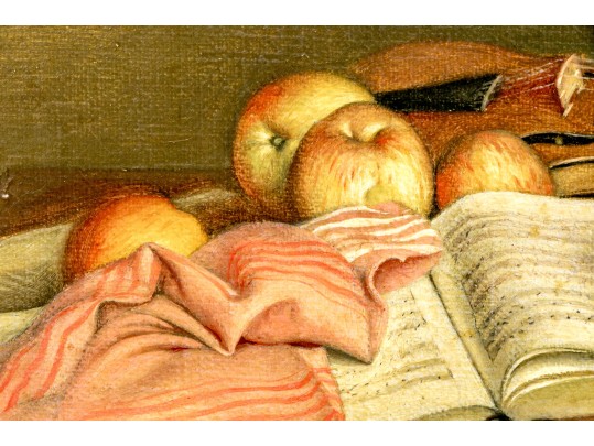 F. Frost (English, 20th C.) Oil On Canvas, Still Life With Wine And Fruits