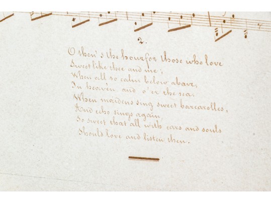 Three Watercolor On Paper Botanical And Music Sheets 