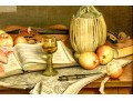 F. Frost (English, 20th C.) Oil On Canvas, Still Life With Wine And Fruits