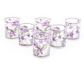 Seven Vintage Bonwit Teller Violet Pattern Old Fashioned Tumblers