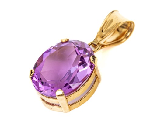 14k Yellow Gold Classic Oval Amethyst Pendant, App. 2.98 CTS