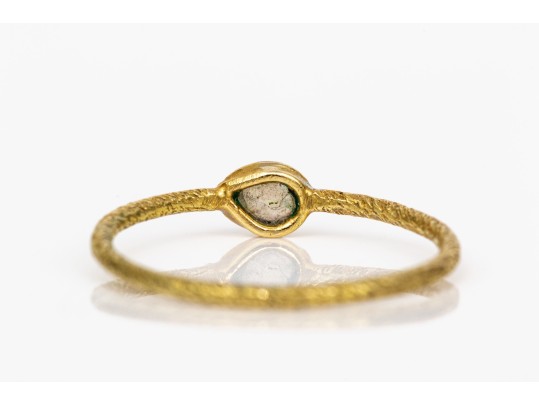 14k Yellow Gold Lovely Bezel Set Galaxy Pear Shaped Rose Cut Diamond Ring, Size 6.25-