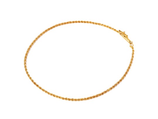 18k Yellow Gold Classic Rope Style Chain Anklet