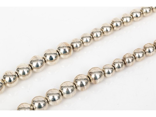 Sterling Silver Fabulous Opera Length Graduated Chunky Silver Ball Necklace