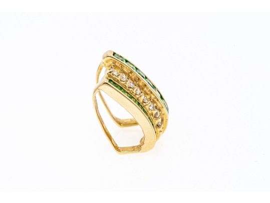 14K Tsavorite And Diamond Set Slide Pendant