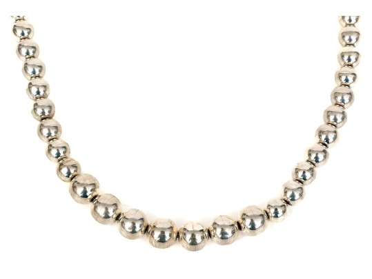 Sterling Silver Fabulous Opera Length Graduated Chunky Silver Ball Necklace