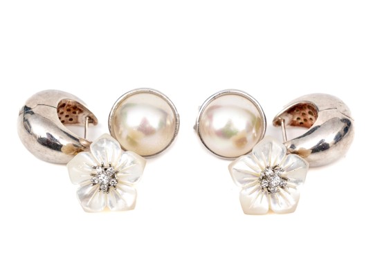 Collection Of Handsome Sterling Silver Pairs, Including Majorica Faux Pearl