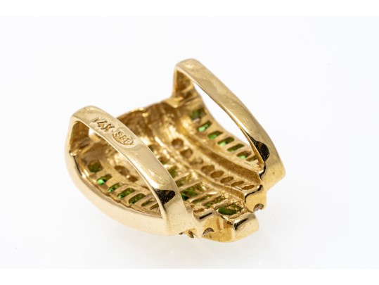 14K Tsavorite And Diamond Set Slide Pendant
