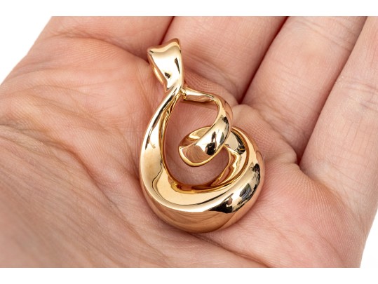 14k Yellow Gold Fabulous Contemporary Electro Form Swirl Pendant