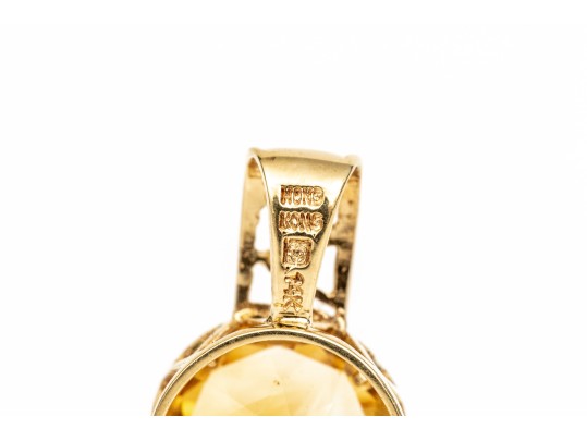 14k Yellow Gold Contemporary Round Citrine Pendant, App. 2.46 CTS