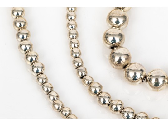 Sterling Silver Fabulous Opera Length Graduated Chunky Silver Ball Necklace