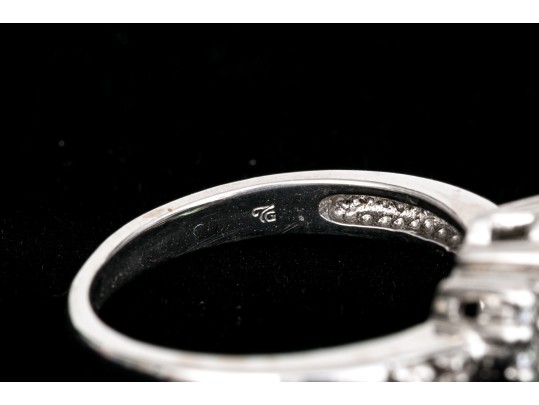 18k White Gold Pretty Seafoam Tourmaline And Diamond Ring, Size 5