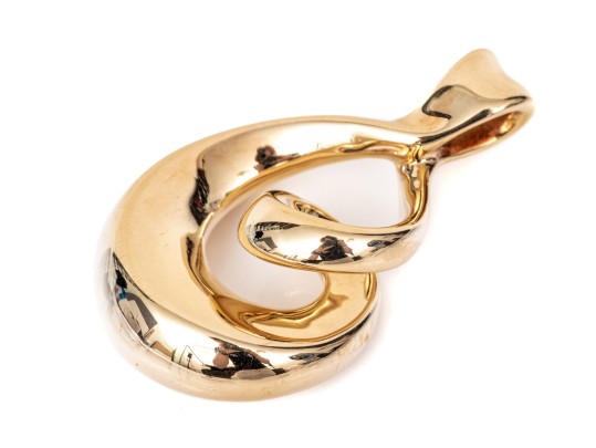 14k Yellow Gold Fabulous Contemporary Electro Form Swirl Pendant