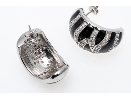 Sterling And Zirconia Zebra Form And Pring Brooch, Earrings And Ring, Ring Size 9.75