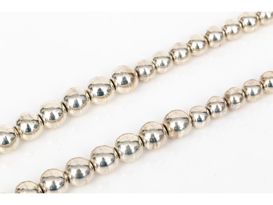 Sterling Silver Fabulous Opera Length Graduated Chunky Silver Ball Necklace