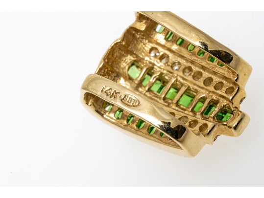 14K Tsavorite And Diamond Set Slide Pendant