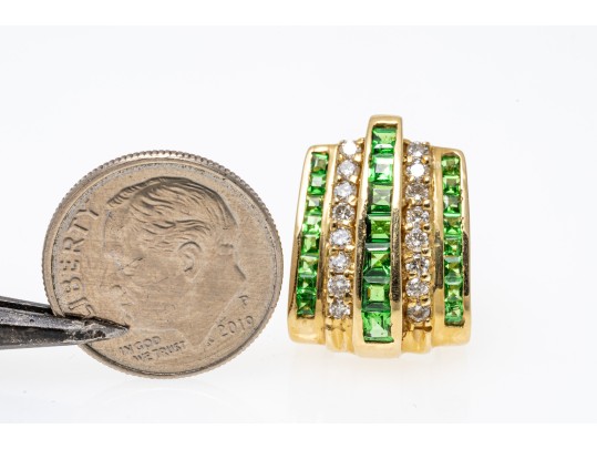 14K Tsavorite And Diamond Set Slide Pendant