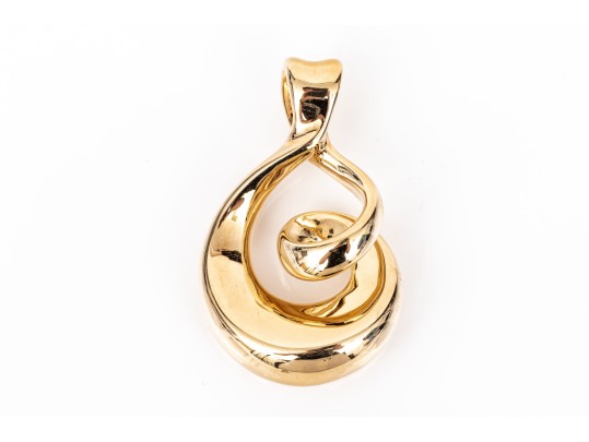 14k Yellow Gold Fabulous Contemporary Electro Form Swirl Pendant