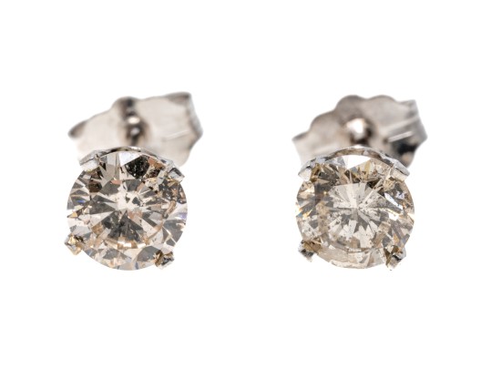 Simple 14K White Gold Diamond Stud Earrings