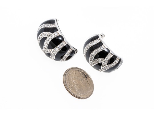 Sterling And Zirconia Zebra Form And Pring Brooch, Earrings And Ring, Ring Size 9.75