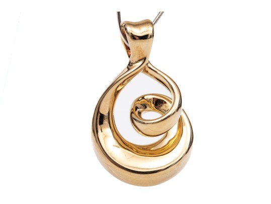 14k Yellow Gold Fabulous Contemporary Electro Form Swirl Pendant