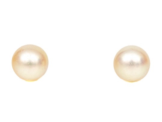 14k Yellow Gold Handsome Classic 9.25 MM Cultured Pearl Earrings
