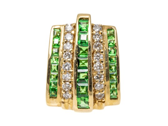14K Tsavorite And Diamond Set Slide Pendant