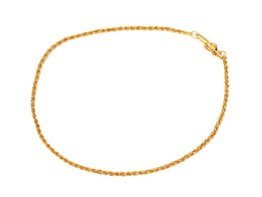 18k Yellow Gold Classic Rope Style Chain Anklet