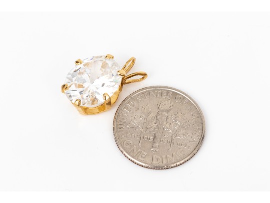 14k Yellow Gold Fun Oval White Cz Pendant