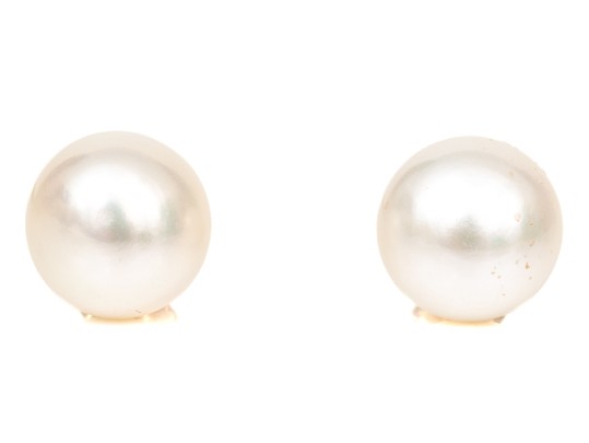14k Yellow Gold Striking 13mm Cultured Freshwater Pearl Earrings