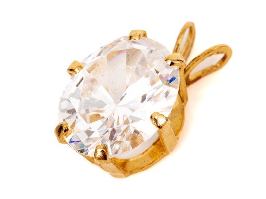 14k Yellow Gold Fun Oval White Cz Pendant