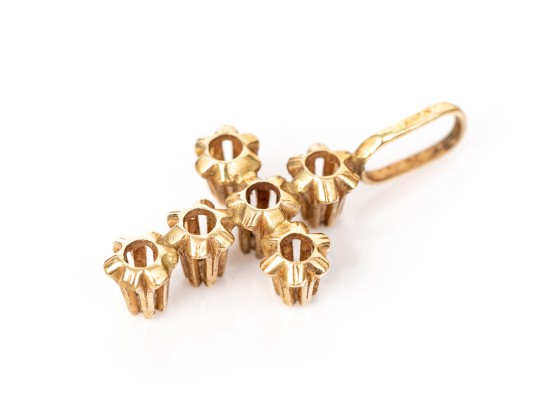 14k Yellow Gold Pretty Vintage Buttercup Set White Sapphire Cross