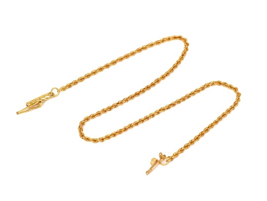 18k Yellow Gold Classic Rope Style Chain Anklet